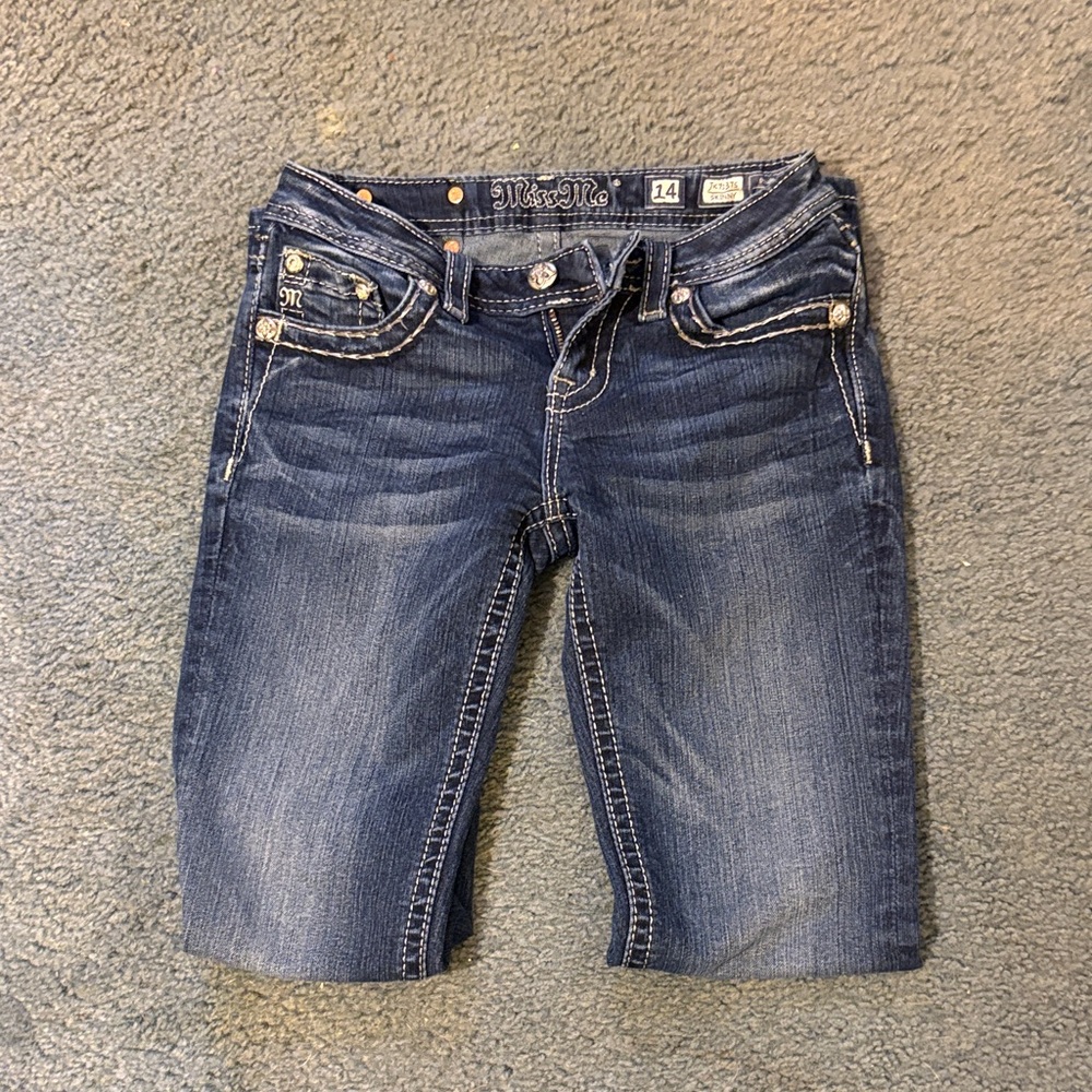 Miss Me Dark Blue Denim Straight Cut Jeans